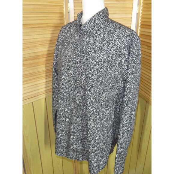 Gap Black Floral Cotton Long Sleeve Button Up Collared Shirt Size Large - Picture 10 of 10